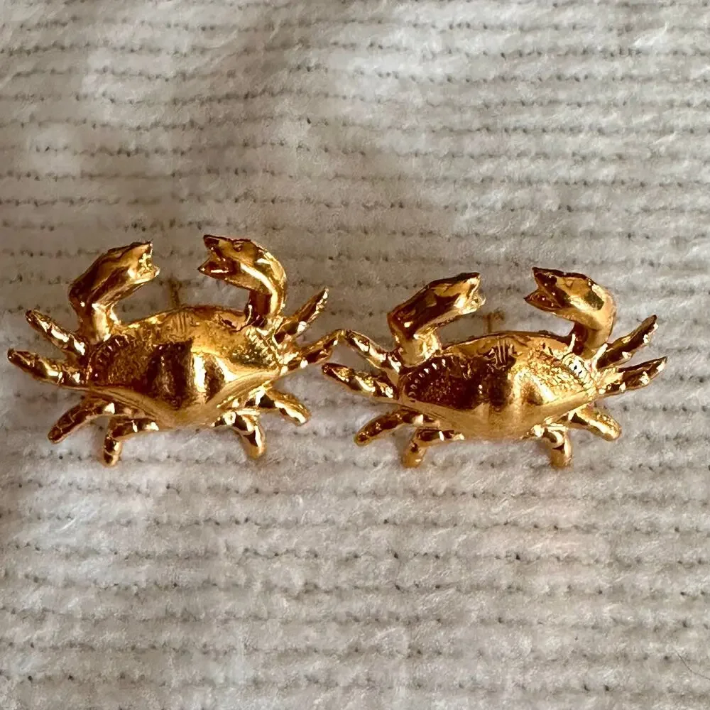 Vintage Earring Lot Gold Tone Coastal Leaf Hoop 80s 90s Jewelry Bundle